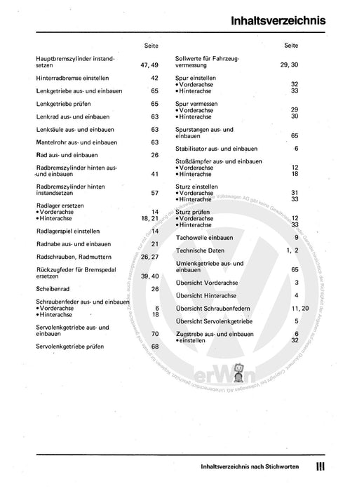 Typ 2 (1980 - 1992) Reparaturanleitung Fahrwerk