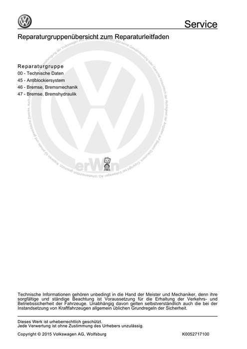 Lupo (1998 - 2006) Reparaturanleitung Bremsanlagen