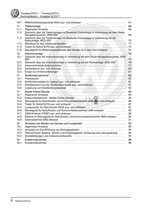 Touareg (2003 - 2017) Reparaturanleitung Kommunikation