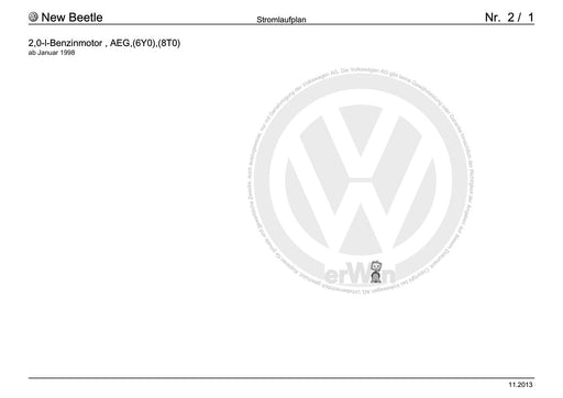 Beetle (1998 - 2010) New Beetle-Cabrio Stromlaufplan 2,0-l-Benzinmotor, AEG,(6Y0),(8T0), ab Januar 1998