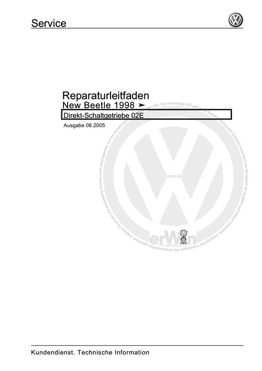 Beetle (1998 - 2010) New Beetle-Cabrio Reparaturanleitung Direkt-Schaltgetriebe 02E
