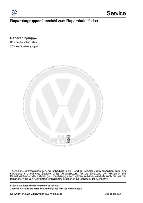 Caddy (2004 - 2010) Caddy-Caddy Kombi Reparaturanleitung Kraftstoffversorgung - Dieselmotoren