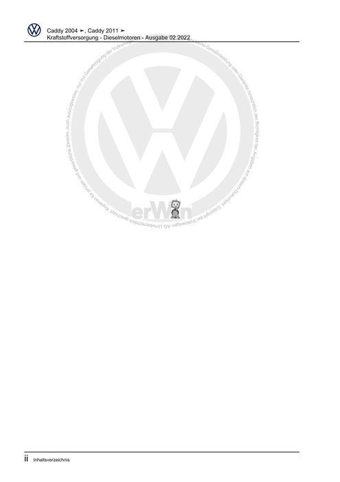 Caddy (2004 - 2010) Caddy-Caddy Kombi Reparaturanleitung Kraftstoffversorgung - Dieselmotoren