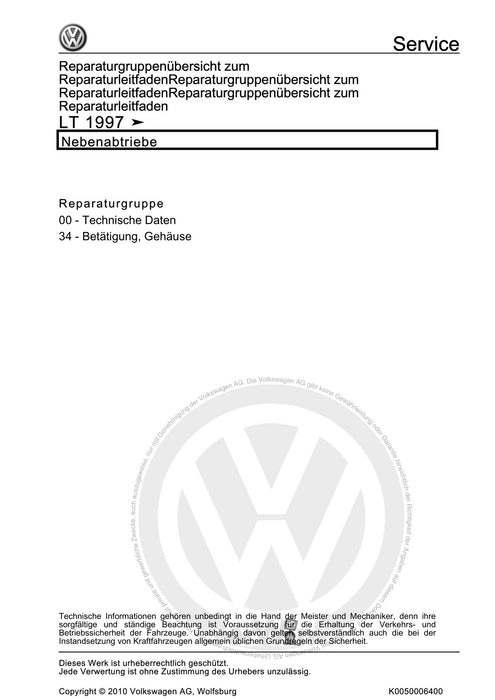 LT (1996 - 2006) Reparaturanleitung Nebenabtriebe