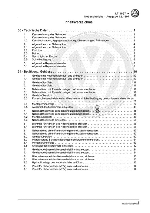 LT (1996 - 2006) Reparaturanleitung Nebenabtriebe