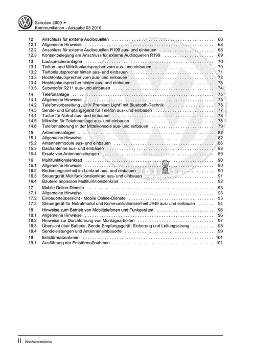 Scirocco (2008 - 2015) Reparaturanleitung Kommunikation