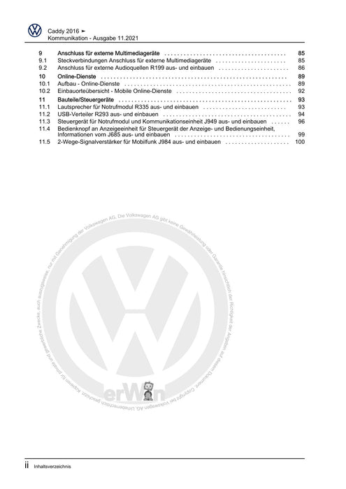 Caddy (2016 - 2020 ) Reparaturanleitung Kommunikation