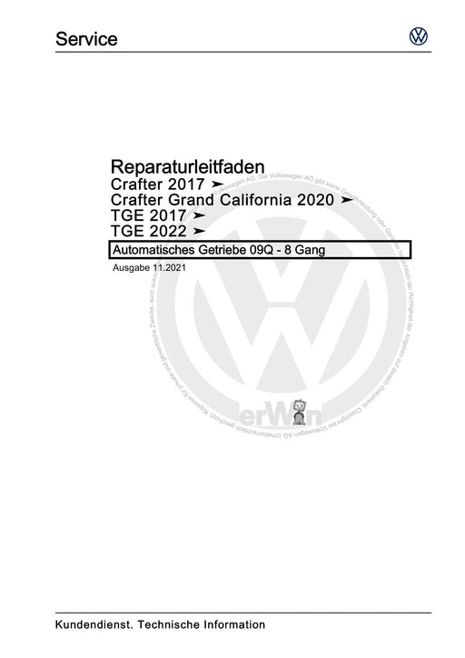 Crafter (2017+) Reparaturanleitung Automatisches Getriebe 09Q - 8 Gang