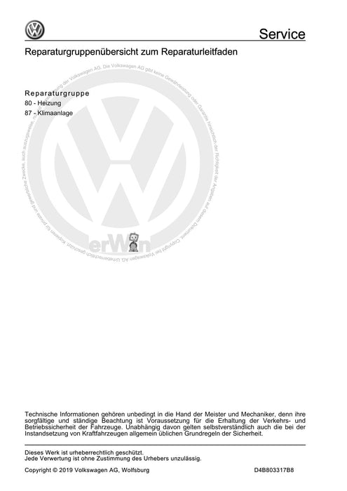 Jetta (2014+) Reparaturanleitung Heizung, Klimaanlage