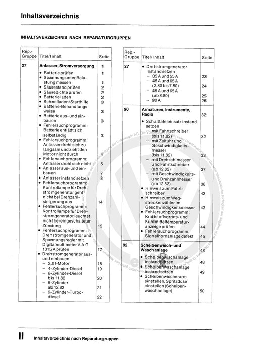 LT (1975 - 1996) Reparaturanleitung Elektrische Anlage