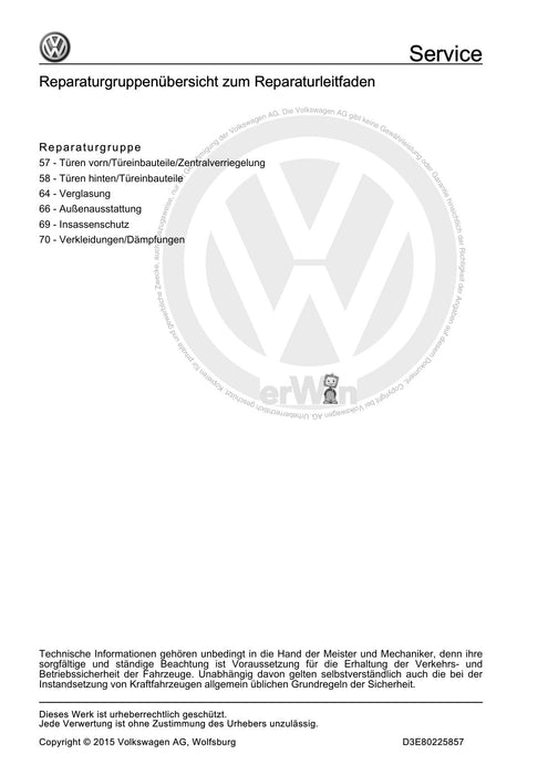 Golf V (2004 - 2007) Golf-Golf Variant-Golf Plus-Jetta Reparaturanleitung Karosserie Protect
