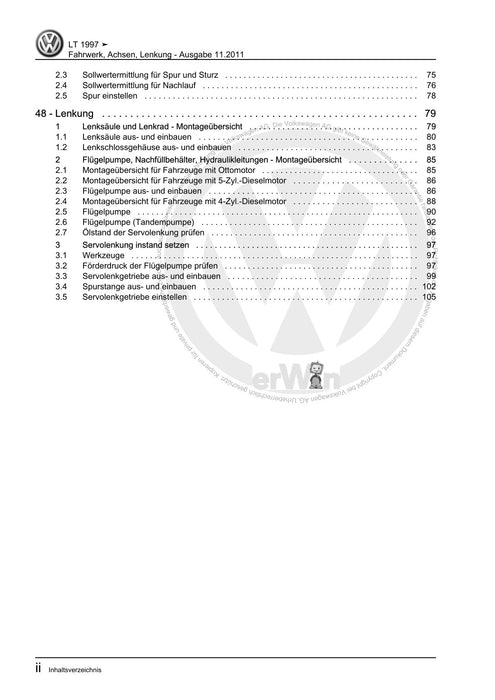 LT (1996 - 2006) Reparaturanleitung Fahrwerk, Achsen, Lenkung