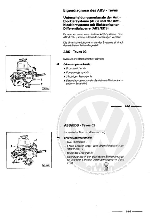 Corrado (1988 - 1995) Reparaturanleitung Fahrwerk Eigendiagnose