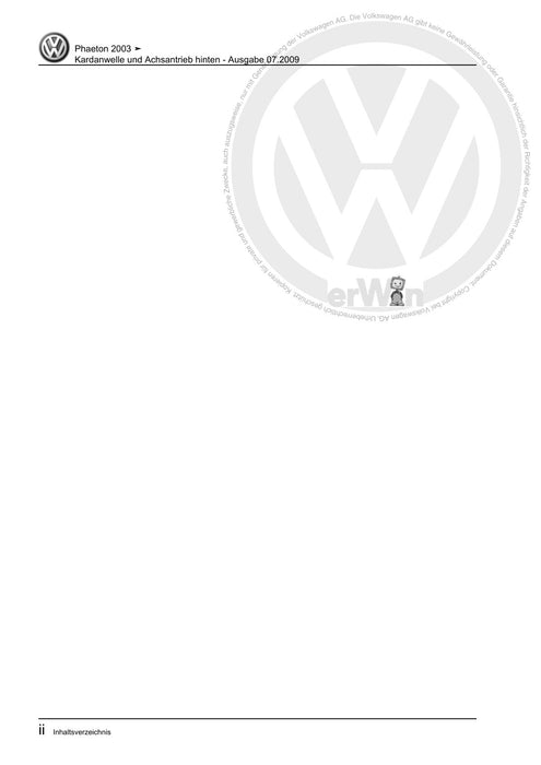 Phaeton (2001 - 2008) Reparaturanleitung Kardanwelle und Achsantrieb hinten