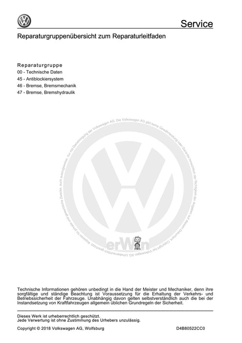Sharan (2011+) Reparaturanleitung Bremsanlage