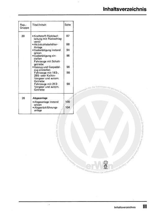Passat (1982 - 1988) Passat-Santana Reparaturanleitung 1,3-, 1,6- und 1,8-l-Vergasermotor, Mechanik DS,DT,EP,JU,JV,PP,RL,RM,WP,WV,WY,YN,YP,YY