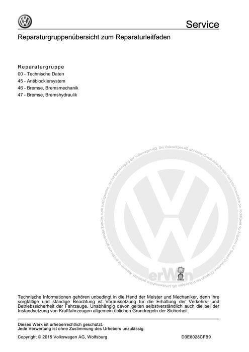 Touareg (2003 - 2017) Reparaturanleitung Bremsanlagen