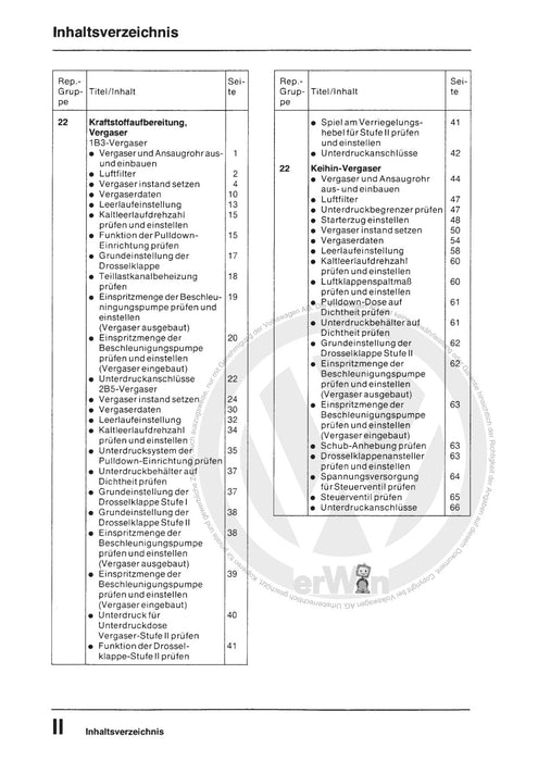 Passat (1974 - 1988) Passat-Passat Variant Reparaturanleitung 1B3-, 2B5-, Keihin-Vergaser und Zündanlage