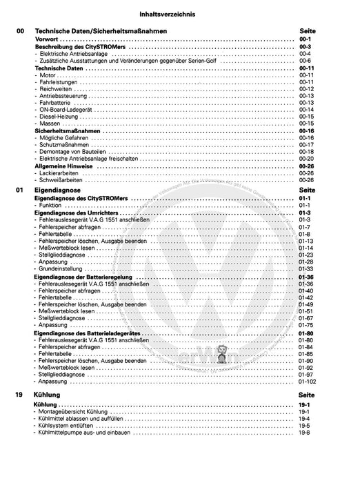 Golf III (1992 - 1999) Golf-Golf Variant-Vento Reparaturanleitung Citystromer