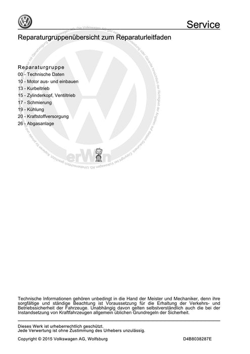Golf Cabriolet (1994 - 2002) Reparaturanleitung 4-Zyl. Einspritzmotor (Querstrom-Zylinderkopf), Mechanik