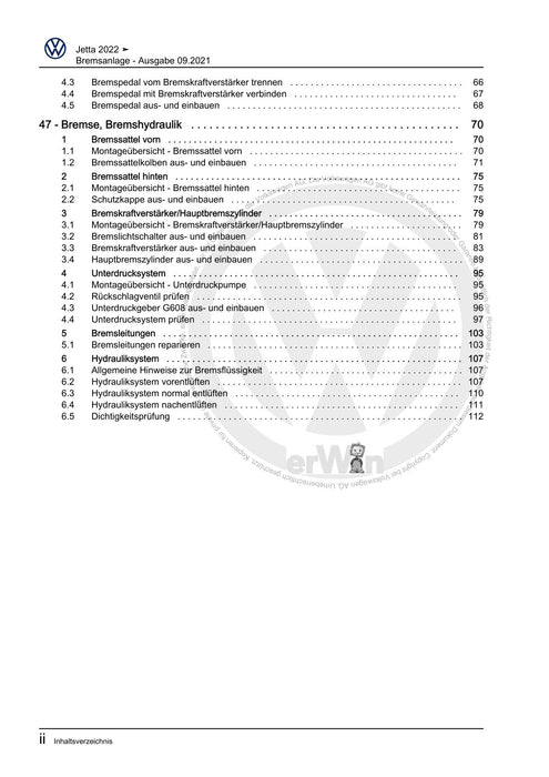 Jetta (2014+) Reparaturanleitung Bremsanlage