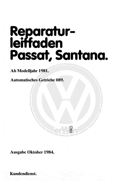 Passat (1974 - 1988) Passat-Passat Variant Reparaturanleitung Automatisches Getriebe 089