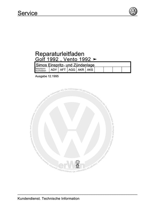 Golf Cabriolet (1994 - 2002) Reparaturanleitung Simos Einspritz- und Zündanlage