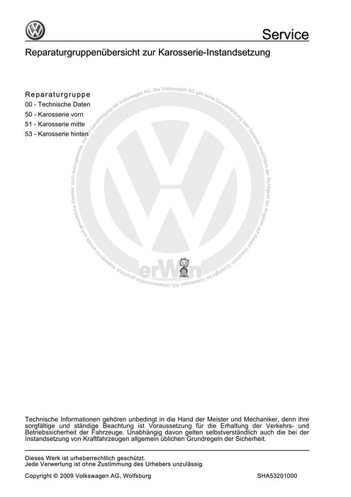 Sharan (1995 - 2010) Reparaturanleitung Karosserie-Instandsetzung