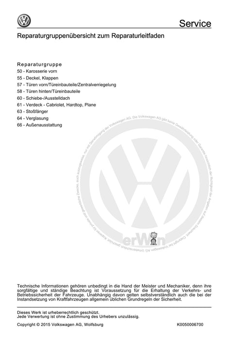 LT (1996 - 2006) Reparaturanleitung Karosserie-Montagearbeiten Außen