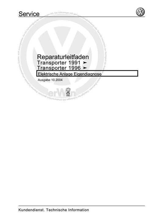 Transporter (1991 - 1996) Reparaturanleitung Elektrische Anlage Eigendiagnose