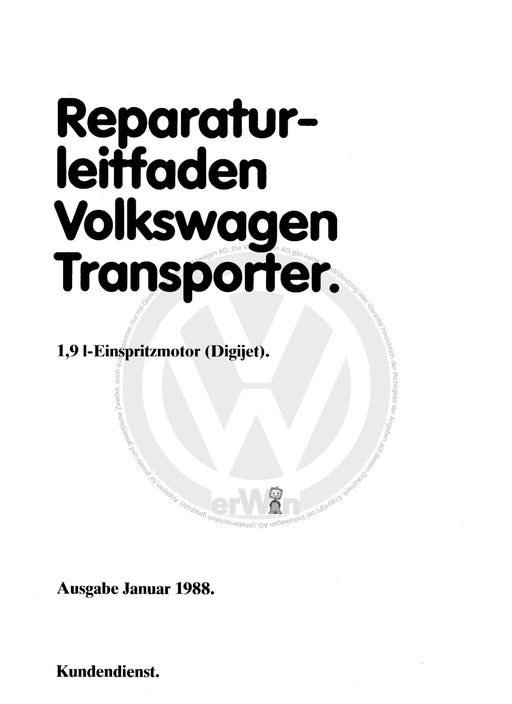 Typ 2 (1968 - 1979) Reparaturanleitung 1,9-l-Einspritzmotor (Digijet) DH,GW