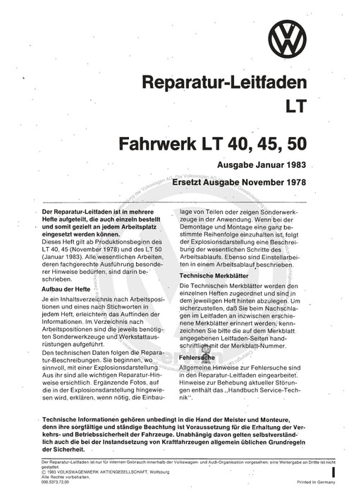 LT (1975 - 1996) Reparaturanleitung Fahrwerk LT 40-45-50