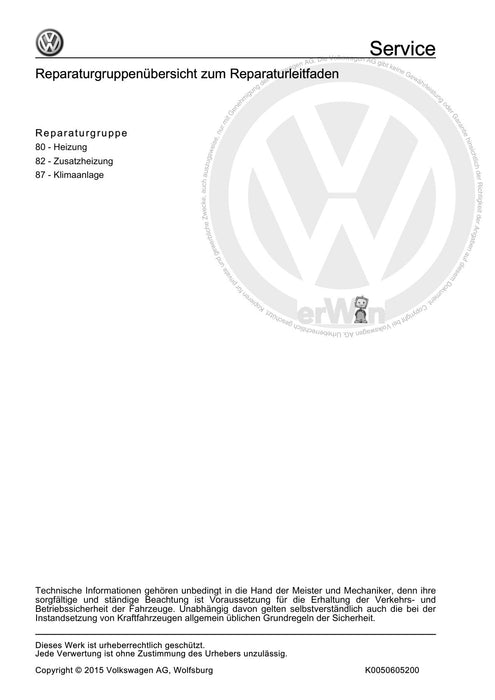 Passat (1997 - 2005) Passat-Passat Variant Reparaturanleitung Heizung, Klimaanlage