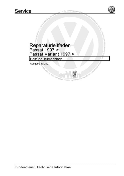 Passat (1997 - 2005) Passat-Passat Variant Reparaturanleitung Heizung, Klimaanlage