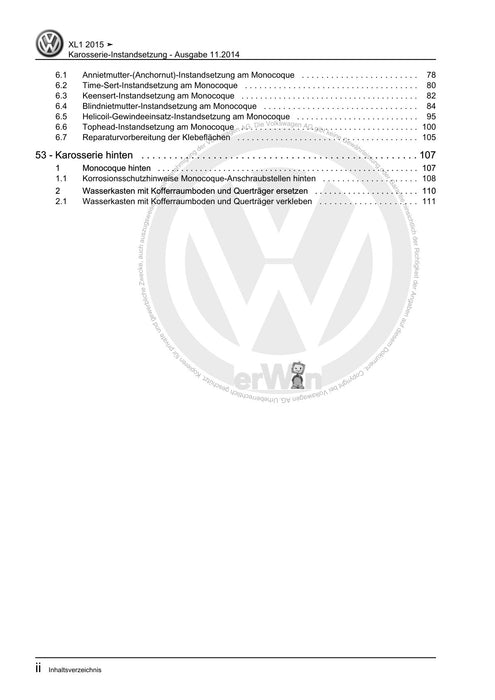 XL1 (2012+) Reparaturanleitung Karosserie-Instandsetzung