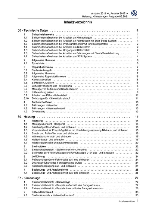 Amarok (2011+) Reparaturanleitung Heizung, Klimaanlage