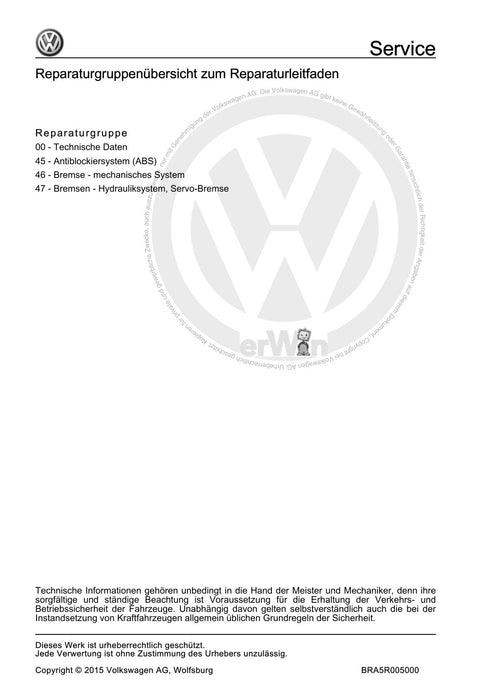 FOX (2004+) Reparaturanleitung Bremsanlagen