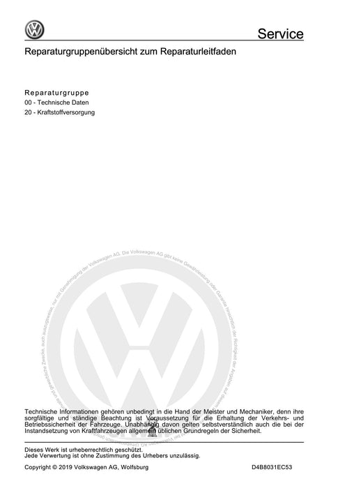 Passat (2005 - 2008) Passat-Passat Variant Reparaturanleitung Kraftstoffversorgung - Erdgasmotoren