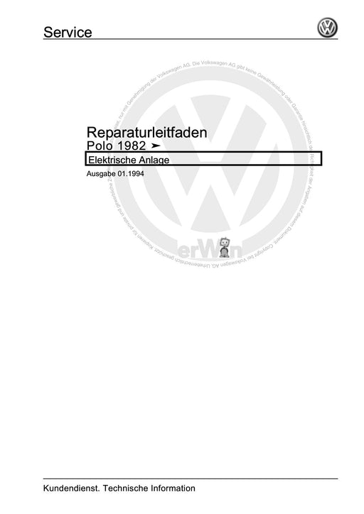 Polo (1981 - 1994) Polo-Coupe-Steilheck-Stufenheck Reparaturanleitung Elektrische Anlage