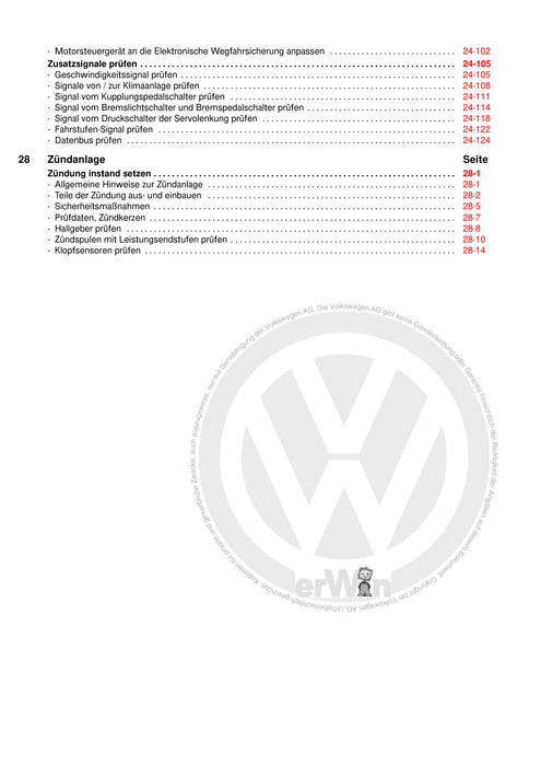 Golf IV (1998 - 2006) Golf-Golf Variant-Bora-Bora Variant Reparaturanleitung Motronic Einspritz- und Zuendanlage (4-Zyl.) AQA