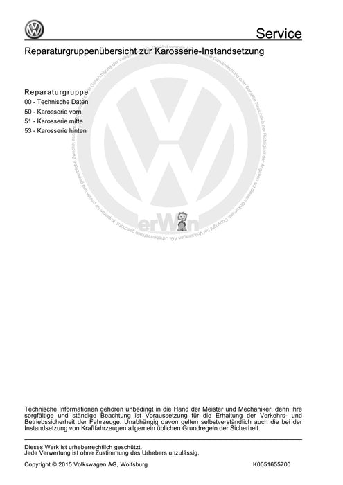 Beetle (1998 - 2010) New Beetle-Cabrio Reparaturanleitung Karosserie-Instandsetzung