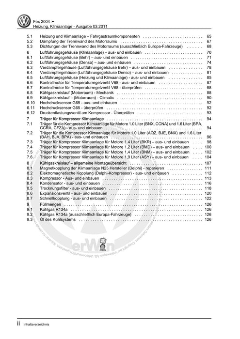 FOX (2004+) Reparaturanleitung Heizung, Klimaanlage