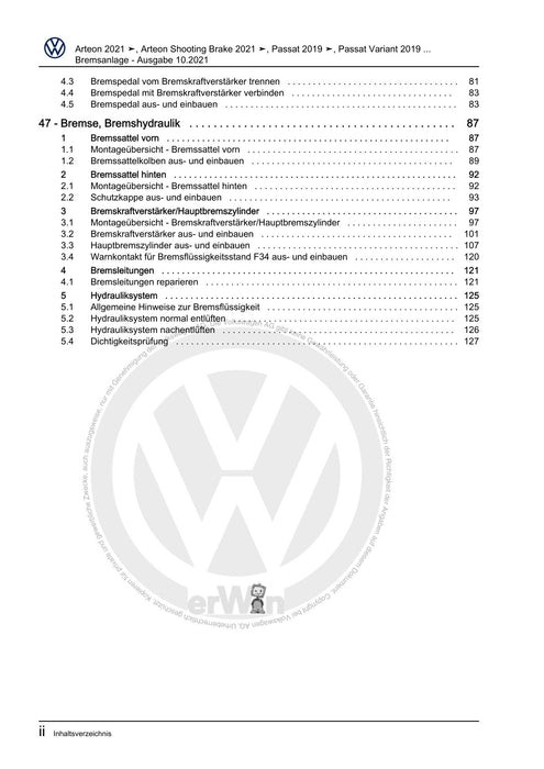 Passat (2019+) Reparaturanleitung Bremsanlage