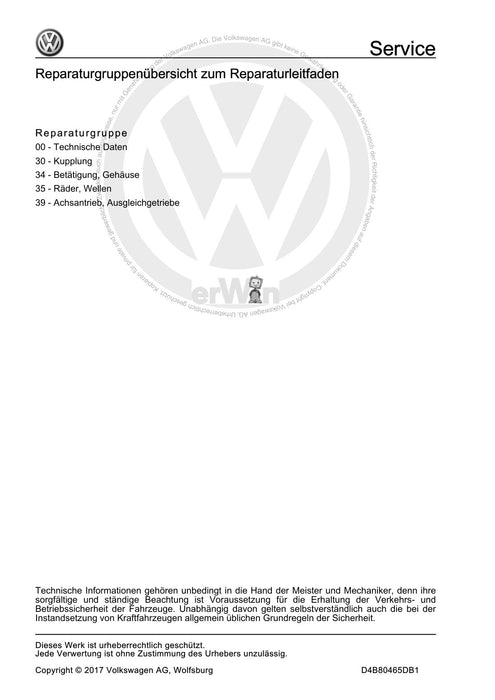Jetta (1980 - 1988) Jetta Reparaturanleitung 6 Gang-Doppelkupplungsgetriebe 02E