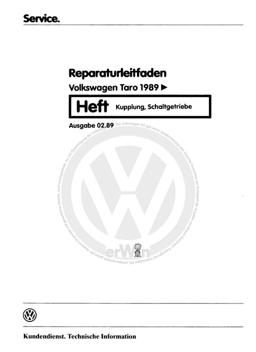 Taro (1989 - 1997) Reparaturanleitung Kupplung, Schaltgetriebe