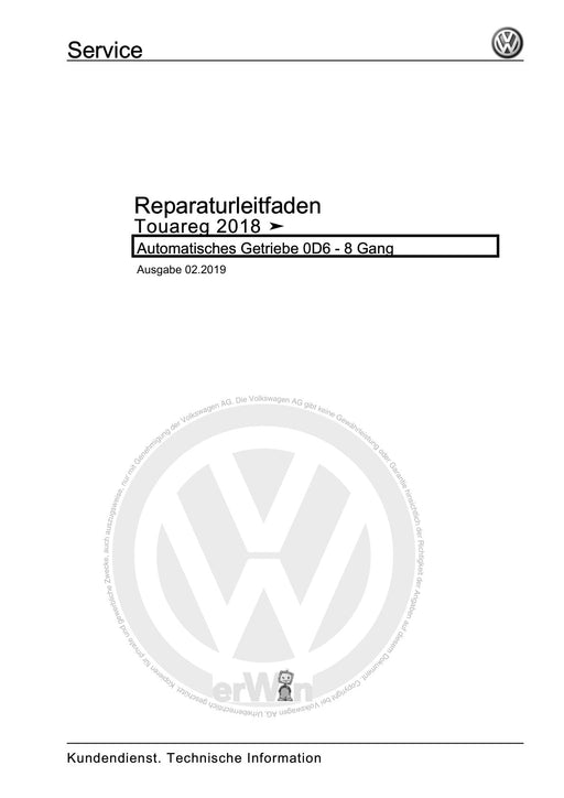 Touareg (2018+) Reparaturanleitung Automatisches Getriebe 0D6 - 8 Gang