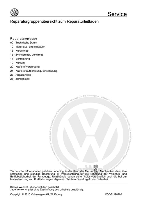 Golf IV (1998 - 2006) Golf-Golf Variant-Bora-Bora Variant Reparaturanleitung 4-Zyl. Einspritzmotor (1,6 l-Motor, Rollenschlepphebel)