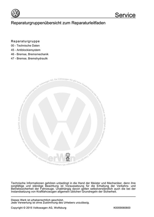 Scirocco (2008 - 2015) Reparaturanleitung Bremsanlagen
