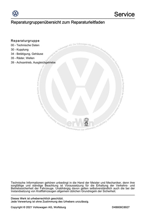 Jetta (2014+) Reparaturanleitung 7 Gang-Doppelkupplungsgetriebe 0GC