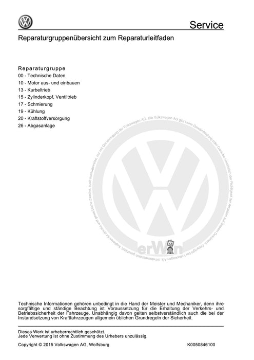 Passat (1997 - 2005) Passat-Passat Variant Reparaturanleitung 4-Zyl. Einspritzmotor (2-Ventiler ohne Zwischenwelle), Mechanik